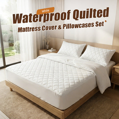 🛏️ 50% DE RÉDUCTION! 🛡️ Ensemble Housse de Matelas & Taies d'Oreiller Imperméable – Anti-Acarien, Doux au Toucher & Facile à Laver pour un Sommeil Sain ✨
