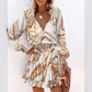 💃Robe mini col V femme – MANCHES LONGUES, OURLET À VOLANTS et tissu stretch ajusté pour une allure élégante✨