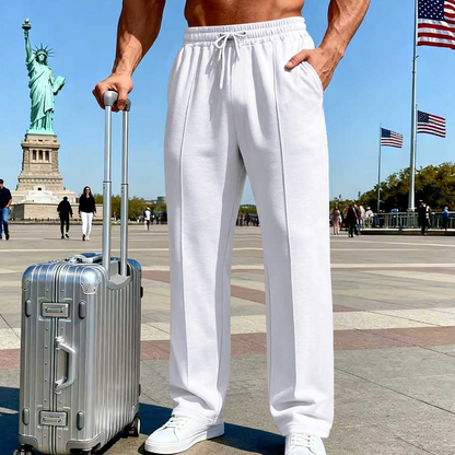 📢📢40 % DE RÉDUCTION !! ⏰Pantalon droit pour homme à taille élastique avec cordon de serrage