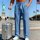 📢📢40 % DE RÉDUCTION !! ⏰Pantalon droit pour homme à taille élastique avec cordon de serrage