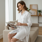 🌹 50 % de réduction🌹Chemise mi-longue à coupe ample et boutonnée pour femme