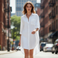 🌹 50 % de réduction🌹Chemise mi-longue à coupe ample et boutonnée pour femme