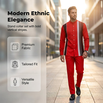 📢📢50 % de réduction !! ⏰Ensemble 2 pièces homme chemise rayée et pantalon – style sans effort