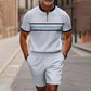 🔥50 % DE RÉDUCTION🔥Ensemble chemise et short à col zippé pour homme