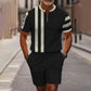 🔥50 % DE RÉDUCTION🔥Ensemble chemise et short à col zippé pour homme