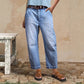 👖✨ PROMO FLASH 50% ! Jean Femme Droit 7/8 – Taille Mi-Haute, Jambe Large Effilée, Délavé Vintage, Coupe Flatteuse 🌟