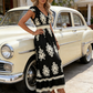 🎑50 % de réduction ✨Robe longue fluide à col en V et imprimé baroque pour femme