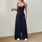 Combinaison-pantalon décontractée femme à fines bretelles
