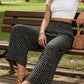 👖⏰ 50% DE RÉDUCTION ! Pantalon Taille Haute à Jambes Larges & Imprimé Chic – Coupe Fluide, Élastique & Polyvalent pour Femme 🌸