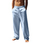 👖✨ Pantalon Décontracté Homme à Cordon de Serrage – 95% Lin, Poches Latérales & Coupe Large (Multi-couleurs, S-3XL)