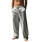 👖✨ Pantalon Décontracté Homme à Cordon de Serrage – 95% Lin, Poches Latérales & Coupe Large (Multi-couleurs, S-3XL)
