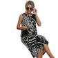 🔥50 % de réduction jusqu'à épuisement des stocks !🎉💃Robe longue sans manches en patchwork à motif léopard