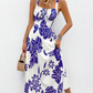 🌺 PROMO LIMITÉE 50% DE RÉDUCTION ! 👗 Robe Imprimée à Bretelles Fines – Dos Froncé, Coupe Trapèze, Légère 🦋