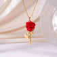 🌹Pendentif Rose Rouge Élégant ✅ Détails Cristal & Finition Dorée | Raffiné et Romantique 🌹 -50% AUJOURD’HUI 🔥