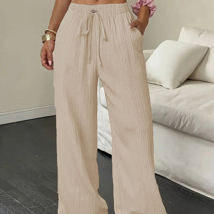 ❤️Pantalon large plissé de couleur unie pour femme
