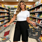 👖 PROMO LIMITÉE 50% DE RÉDUCTION ! ✨ Pantalon Capri Femme – Taille Élastique, Coupe Genou, Confort 🌿