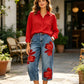 🌸 PROMOTION LIMITÉE 50% DE RÉDUCTION ! ✨ Jean Large Femme Brodé Fleuri – Artisanal, Moderne, Confortable 🌼