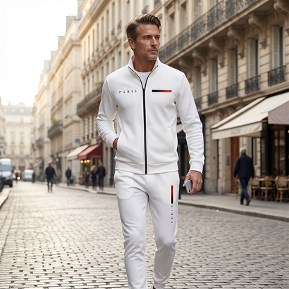 🧥 OFFRE À DURÉE LIMITÉE – 50 % DE RÉDUCTION ! ✨ Ensemble homme composé d'une veste zippée et d'un pantalon imprimés – Complet, doux, décontracté 🎨