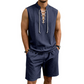 👕☀️ PROMO FLASH 50% ! Ensemble Homme en Lin – Haut sans Manches Lacé & Short, Tissu Respirant Naturel, 7 Couleurs, Style Bohème Chic & Vacances ✨