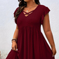 👗 50% DE RÉDUCTION ✨ Robe femme col V à volants – Élégante, cintrée & polyvalente – Parfaite pour le bureau, les brunchs ou les rendez-vous romantiques – chic et féminine 🌸