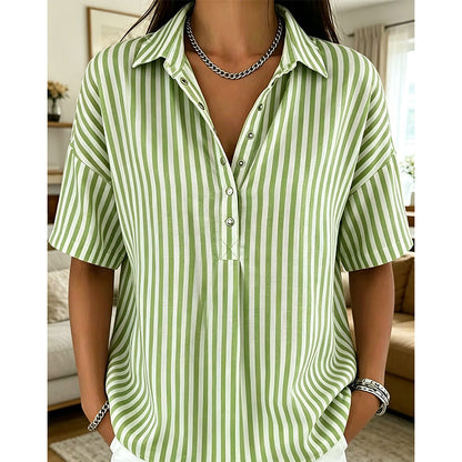 👕Chemise Femme à Manches Courtes Rayées
