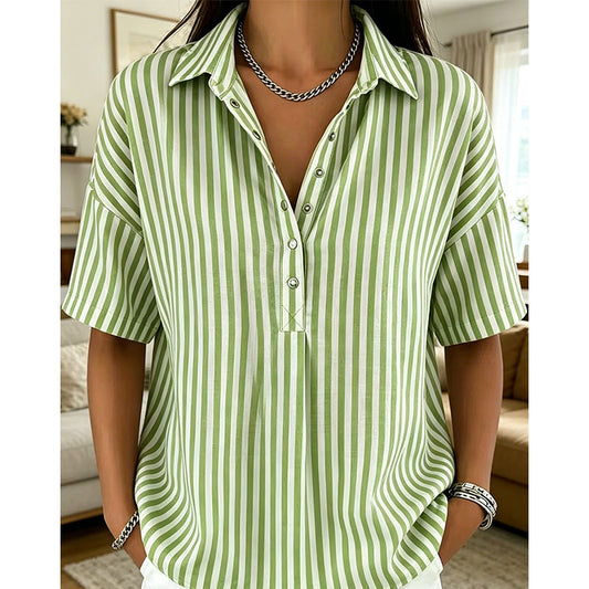 👕Chemise Femme à Manches Courtes Rayées