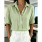 👕Chemise Femme à Manches Courtes Rayées