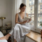 🌙 PROMO LIMITÉE 50% DE RÉDUCTION ! ✨ Nuisette Élégante à Col en V – Soie, Flottante, Romantique 💤