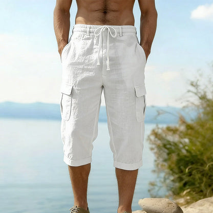 👖Pantalon capri cargo en lin mélangé pour homme🌬️ Léger, respirant et conçu pour le confort