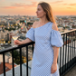 👗 50 % DE RÉDUCTION POUR UNE DURÉE LIMITÉE ! ✨ Robe à rayures et épaules dénudées pour femme – Élégante, fluide, chic et estivale 🌊