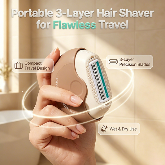 Rasoir à cheveux portable à 3 couches avec couvercle rotatif