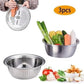 📢📢50 % DE RÉDUCTION !!!⏰ Ensemble 3-en-1 Bols Inox – Découpe, Égouttage & Cuisson, Compact & Multifonction ⏱️