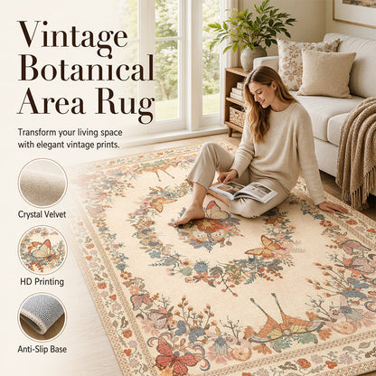 🌿 Tapis à Motifs Floraux – Polyester – Doux & Facile d’Entretien for Salon & Chambre