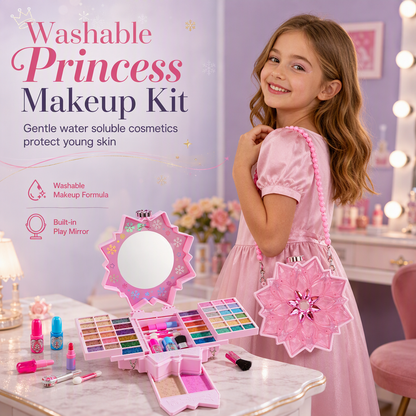 ✨Coffret de Maquillage Lavable Princesse – Formule Douce & Valisette Portable for Des Heures de Jeu Créatif 🎁
