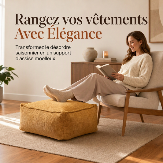 ⏳Offre spéciale à durée limitée⏰Housse pour repose-pieds de rangement : Remplissage avec vêtements, support de 100 kg, large fermeture éclair, lavable, 45x45x23cm